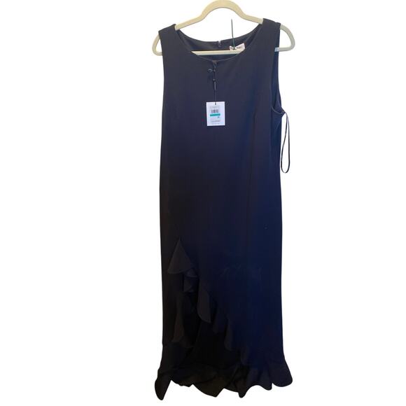 Stunning Formal NWT Navy Calvin Klein Maxi Gown Dress Ruffle 16 - Picture 1 of 7